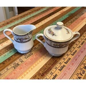 Vintage Mikasa Fine China Cambridge L-9015 Creamer & Sugar Floral 2 Pcs